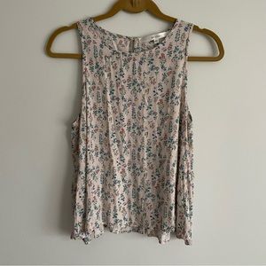 Fun 2 Fun Light Pink Floral Crew Neck Sleeveless Flowy Tank Top